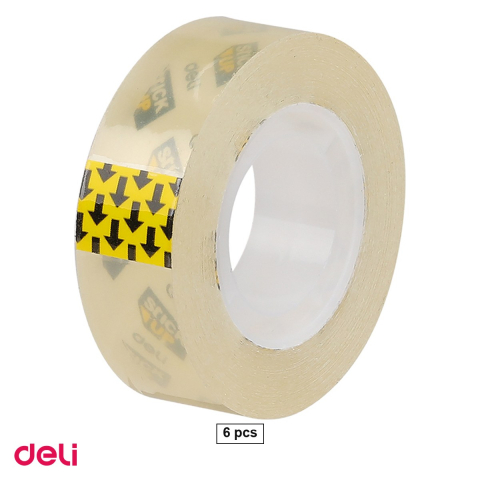 Ambalaj birou - Set 6 role banda adeziva Deli 18 mm x 33 m, material netoxic, ambalate in cutie de carton, transparente