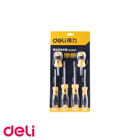 Unelte de mana - Set 6 surubelnite Deli, manere cauciuc-plastic ergonomice, tije din otel SUP11 calite, marimi diverse