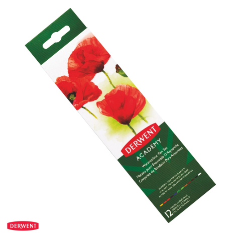 Birotica papetarie - Set acuarele Derwent Academy, 12 culori, cu pensula
