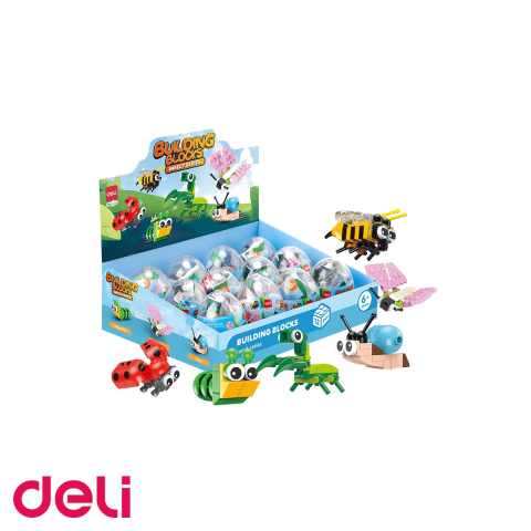 Seturi si jocuri creative - Set blocuri constructie tip Lego Deli, model insecte asortate, jucarie educativa si creativa din plastic pentru copii