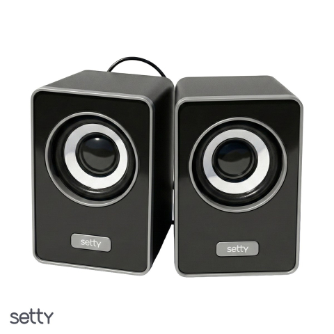 Boxe - Set boxe PC stereo 2.0, 2 x 3W, USB si jack 3.5mm, control volum, cablu 1.3m, difuzor 95 x 65 x 60 mm, Setty, negre