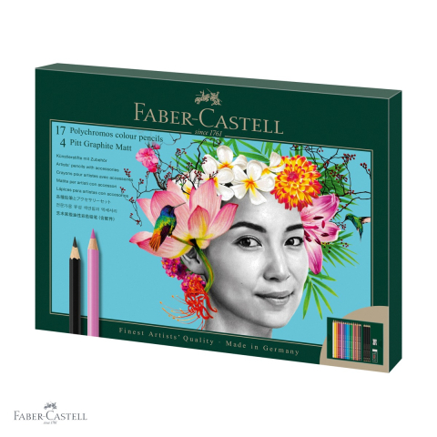 Handmade Creativ si Hobby - Set cadou 21 creioane Faber-Castell Polychromos + grafit Matt cu accesorii, pentru artisti