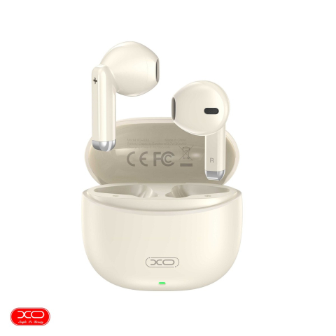 Accesorii IT - Set casti bluetooth v.5.3, XO X33, TWS, cu microfon, 33 mAh, cu carcasa pentru incarcare si transport, bej