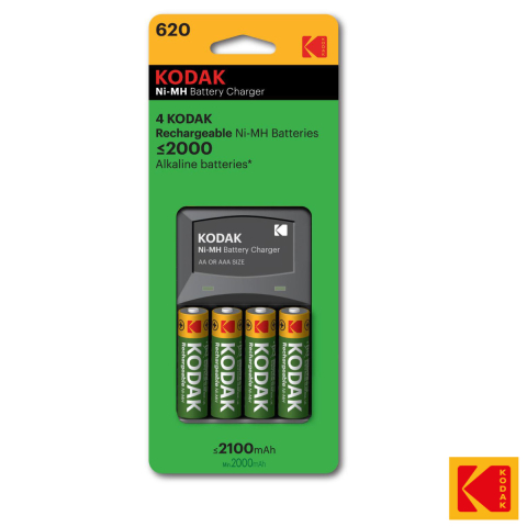Incarcator baterii - Set Complet Incarcator Kodak pentru Baterii AA si AAA, Cu 4 Acumulatori AA 2100 mAh Inclusi, Pentru Incarcare Sigura si Economica, Cu Protectie la Polaritate Inversa