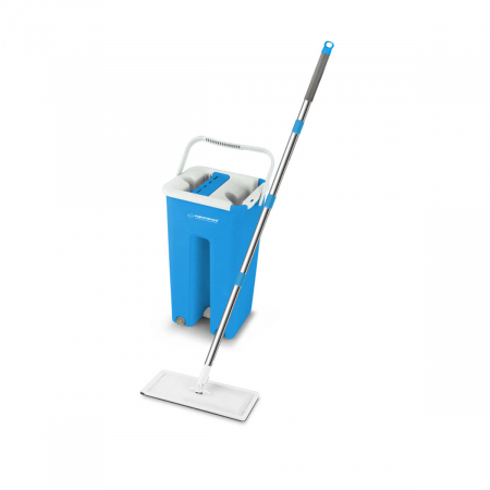 Galeti si set-uri cu mop - Set mop cu galeata, Esperanza Squeeze Mop Perfect Clean 96403, microfibra, rotire 360 grade, cuve separate pentru spalare si uscare