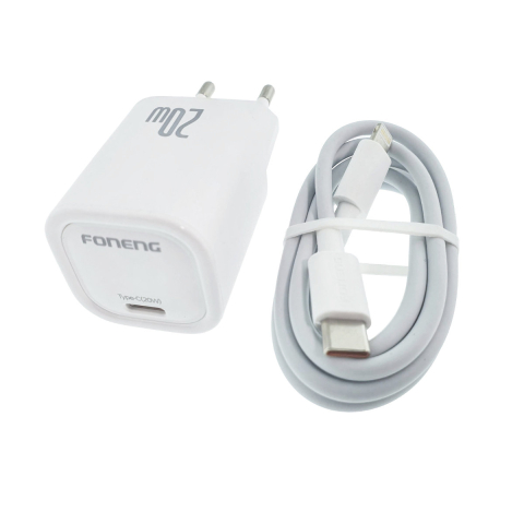 Incarcator priza retea - Set Incarcator Rapid USB-C PD 20W Foneng EU69 cu Cablu Lightning pentru iPhone si Dispozitive Apple, Compact si Portabil
