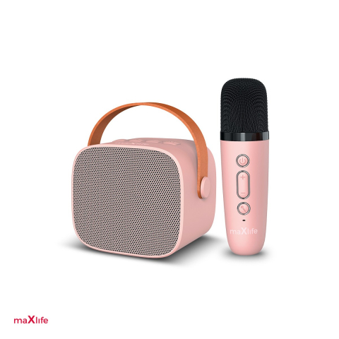 Boxe bluetooth - Set Karaoke Bluetooth Maxlife MXKS-100, cu boxa bluetooth v.5.0, 5W, 1500 mAh, USB-C, AUX IN jack 3.5mm, slot card microSD, si microfon cu 4 functii de modulare a vocii si o functie de ecou, butoane c