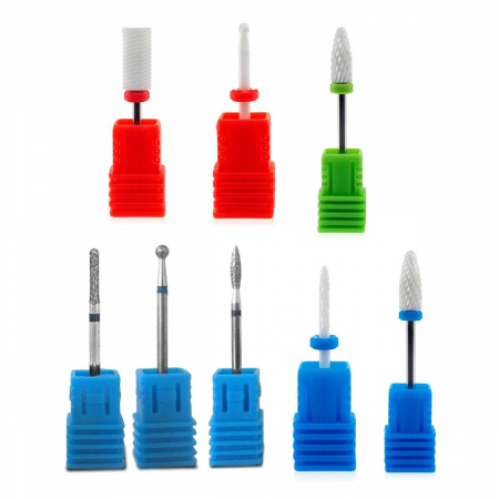 Instrumente pedichiura - Set manichiura si pedichiura cu 8 freze de ingrijire unghii pentru masinile de frezat cu cap „twist & lock”
