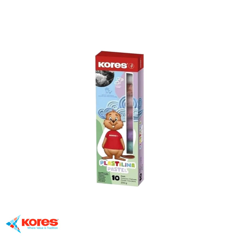 Birotica papetarie - Set plastilina 10 culori pastel Kores, 200g, usor de modelat, pentru copii