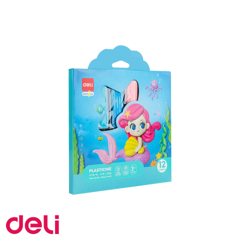 Birotica papetarie - Set plastilina Deli, 12 culori, 240g, cutie carton, pentru modelaj creativ la scoala si acasa