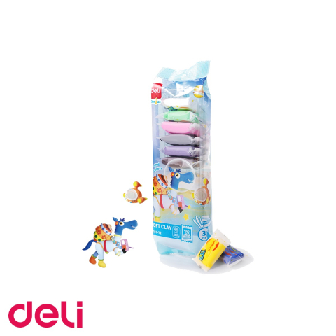 Birotica papetarie - Set plastilina Deli Soft Clay, 12 culori, 72g, material moale si usor de modelat, pentru copii