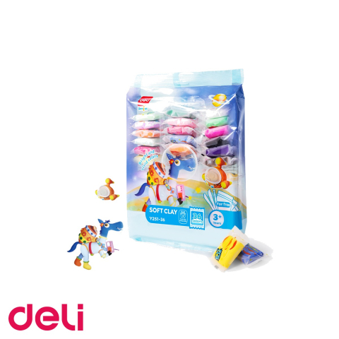 Birotica papetarie - Set plastilina Deli Soft Clay, 36 culori, 216g, usor de modelat, pentru copii peste 3 ani