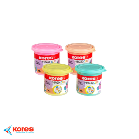 Birotica papetarie - Set plastilina modelaj Kores, 4 culori pastel, 40g/culoare, inodora, pentru copii