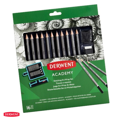 Instrumente de scris - Set portabil pentru schite Derwent Academy, 16 piese, creioane grafit, ascutitoare si radiera