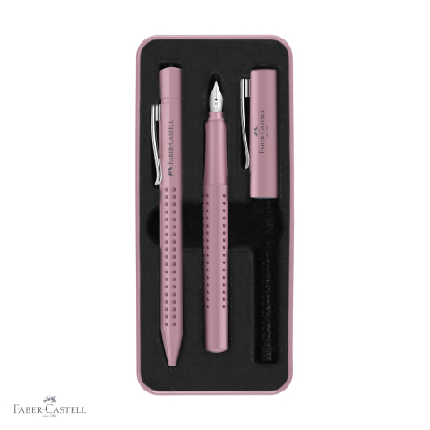Birotica papetarie - Set stilou si pix Faber-Castell Grip 2010 Rose, design elegant, cadou pentru birou