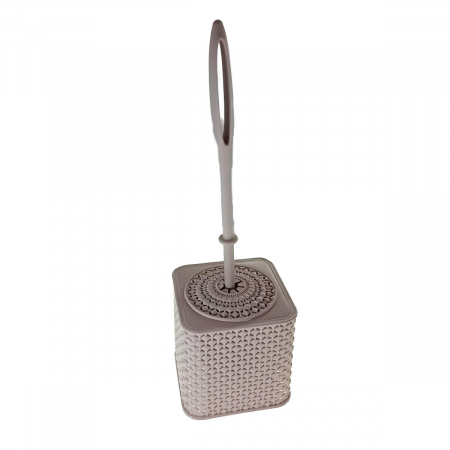 Accesorii sanitare - Set toaleta cu perie si suport din plastic, lungime perie 350 mm, dimensiuni suport 120x120x115 mm, Y-439, roz