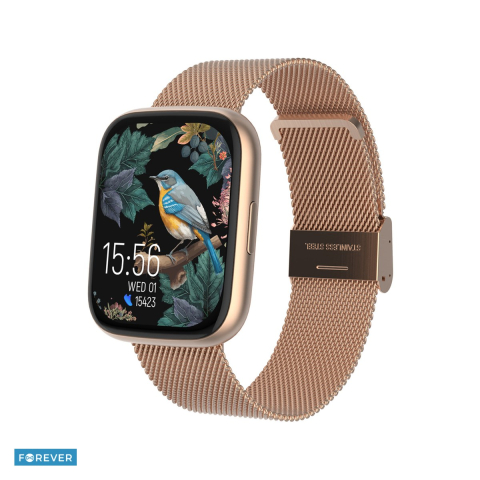 Smartwatch - Smartwatch Forever ForeVigo 4 SW-330, roz auriu, IP68, incarcare 3 h, ecran 1,95 ", Amoled 1,95" 410x502 pix, 220 mAh, bluetooth v.5.4, curea 214 mm