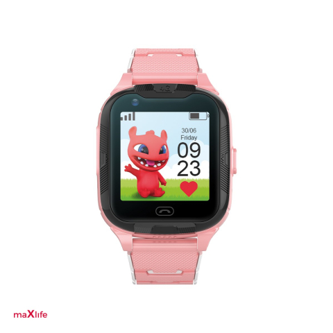 Ceasuri smart - Smartwatch Maxlife MXKW-350, GPS WiFi 4G, roz, IPX7, 1.4" 240 x 240 px, curea 248 mm