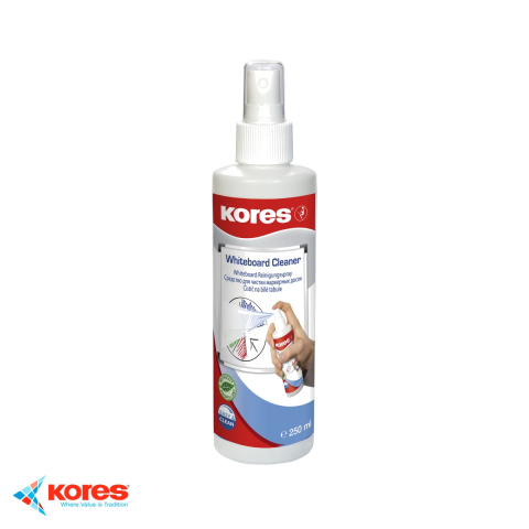 Solutii si spray-uri pentru curatare whiteboard - Spray curatare whiteboard Kores, 250 ml, pe baza de solvent, fara urme, aroma de lamaie