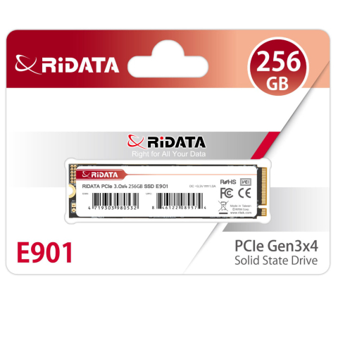 Solid State Drive (SSD) - SSD M.2 NVMe 256GB RIDATA E901, PCIe Gen3 x4, Viteza citire 3000 MB/s, pentru Sistem de Operare, Gaming, Laptop, cu SLC Cache si 3D NAND