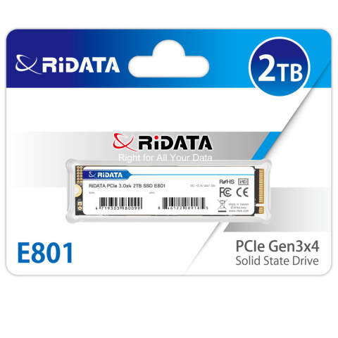 Solid State Drive (SSD) - SSD M.2 NVMe 2TB RIDATA E801, PCIe Gen3 x4, Viteza citire 2200 MB/s, pentru Laptop, PC Gaming, Workstation, cu NAND 3D si tehnologie LDPC