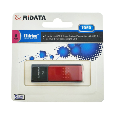 Memorie 8 Gb - Stick USB 2.0 RiDATA, 8 GB, Stocare Portabila, Transfer Date, Backup, Conector Retractabil Fara Capac, Rosu