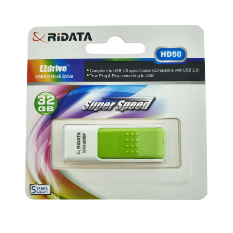 Memorii USB 3.X - Stick USB 3.0 RiDATA, 32 GB, Transfer Viteza Mare, Stocare Multimedia, Conector Retractabil Verde