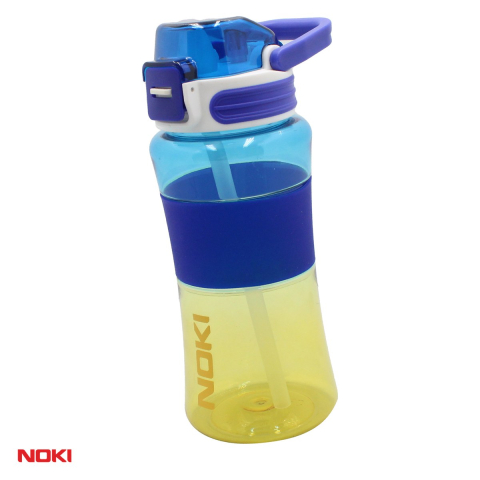 Sticle si recipiente apa - Sticla de apa Noki T-0115 din tritan fara BPA, 700 ml, cu pai, deschidere automata cu buton, maner de transport, culori asortate