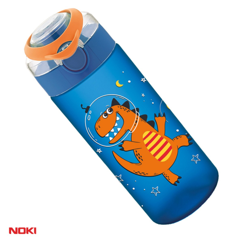 Sticle si recipiente apa - Sticla de apa pentru copii Noki T-0108 Soft Touch din tritan fara BPA, 500 ml, deschidere automata cu buton, maner de transport, culori asortate
