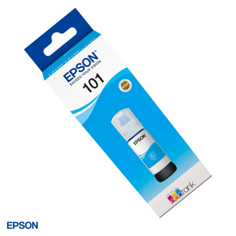 Cartuse inkjet - Sticla de cerneala Epson 101 EcoTank, 70 ml, randament 6.000-6.500 pagini, pentru imprimante EcoTank, cyan, C13T03V24A