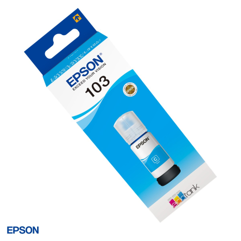 Cartuse inkjet - Sticla de cerneala Epson 103 EcoTank, 65 ml, cerneala dye, randament 7.000-7.500 pagini, pentru imprimante EcoTank, cyan, C13T00S24A