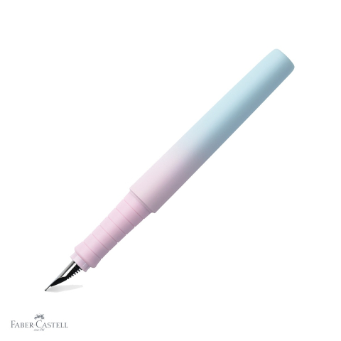 Birotica papetarie - Stilou Faber-Castell Flow Poly Pen, varf M, culoare bleu-roz gradient, plastic reciclat, scriere lina si ergonomica