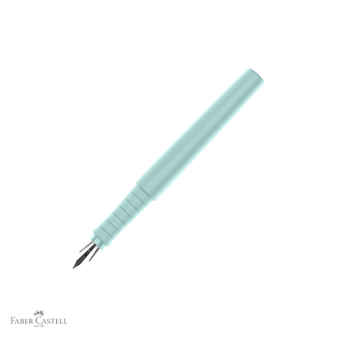 Birotica papetarie - Stilou Faber-Castell Poly Pen, varf M, culoare bleu Caraibe, grip anti-alunecare, pentru scris elegant