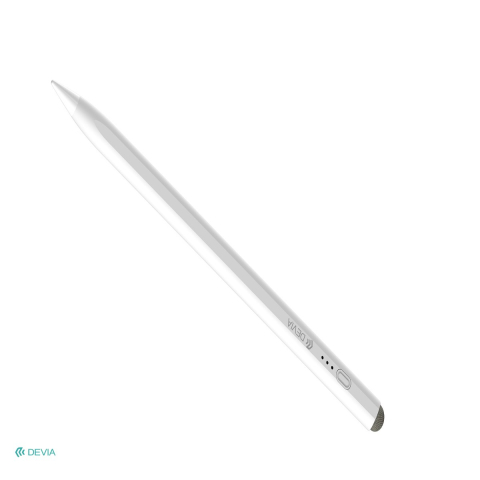 Stylus pen - Stylus Devia SIT2205 2in1, pentru ecrane capacitive si ecrane iPad, acumulator 130 mAh, USB-C, marime L 167 x 9.5mm, invelis din aliaj de aluminiu, suport magnetic, alb