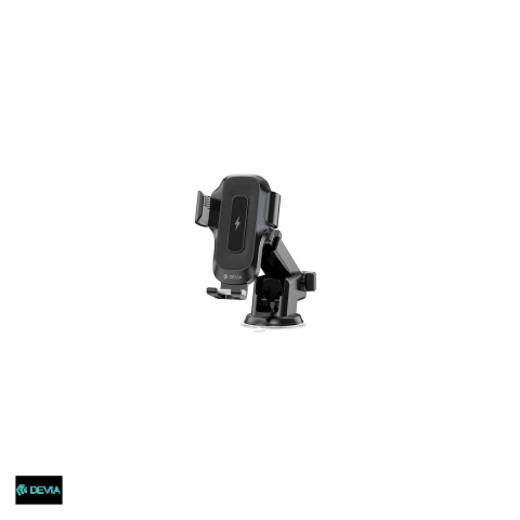 Suport si docking telefoane - Suport auto Devia EA497, cu ventuza, incarcare wireless 15 W, negru