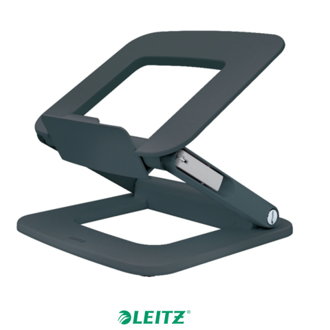 Suporturi ergonomice pentru laptop - Suport ergonomic pentru laptop ajustabil, Leitz Ergo, gri carbon, reglabil cu 2 parghii, 6 combinatii inaltime, 80% plastic reciclat, certificat IGR
