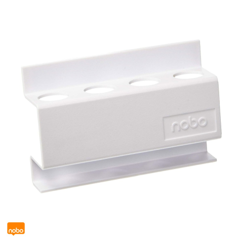Accesorii prezentare - Suport magnetic Nobo, pentru 4 markere, din plastic, patrat, alb, 120x80x320 mm