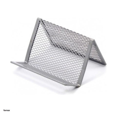 Birotica papetarie - Suport pentru carti de vizita Fornax Mesh, din plasa metalica, 10x12 cm, argintiu