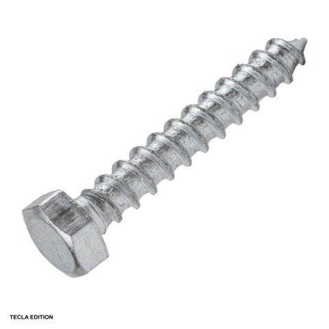 Suruburi, dibluri si accesorii prindere - Surub pentru lemn cap hexagonal DIN 571, 12.2x300 mm, cheie 19 mm, otel, zincat alb, se infileteaza direct in lemn si se strange cu cheie