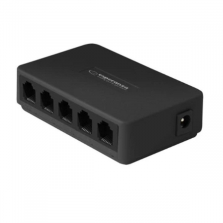 Retelistica - Switch Ethernet Gigabit cu 5 porturi RJ-45 10/100/1000 Mbps, 5V, cu incarcator, negru