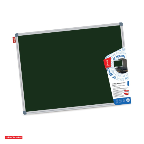Sisteme de afisare, prezentare si plannere - Tabla magnetica pentru creta Memoboards Memo Be, suprafata din otel, rama si tavita din aluminiu, kit de montaj inclus, 100x150 cm, verde