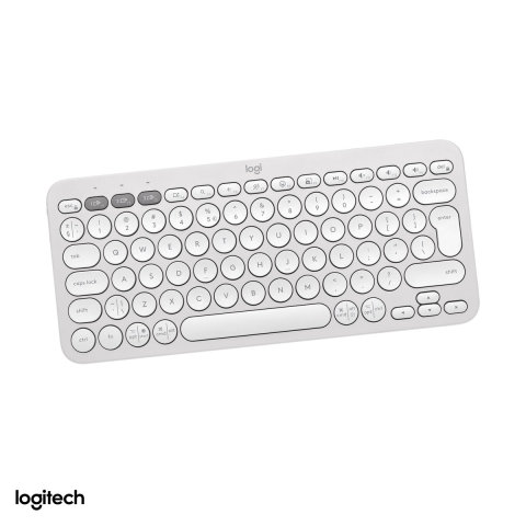 Accesorii IT - Tastatura Bluetooth slim Logitech Pebble Keys 2 K380s, compacta, taste silentioase, Easy-Switch 3 dispozitive, inscriptii Windows si Mac, layout US International, alb, 920-011852