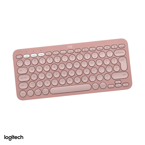 Accesorii IT - Tastatura Bluetooth slim Logitech Pebble Keys 2 K380s, compacta, taste silentioase, Easy-Switch 3 dispozitive, inscriptii Windows si Mac, layout US International, roz, 920-011853
