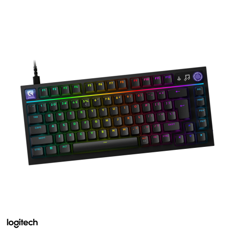 Accesorii IT - Tastatura mecanica de gaming Logitech G316 X 75, cu fir USB-C, switch-uri tactile hot-swap, LIGHTSYNC RGB, 8 kHz, format 75%, layout US International, negru, 920-014281