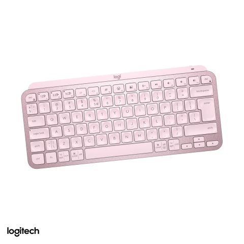 Accesorii IT - Tastatura wireless compacta Logitech MX Keys Mini, Bluetooth, iluminare inteligenta, acumulator USB-C, Easy-Switch 3 dispozitive, layout US International, roz, 920-010500