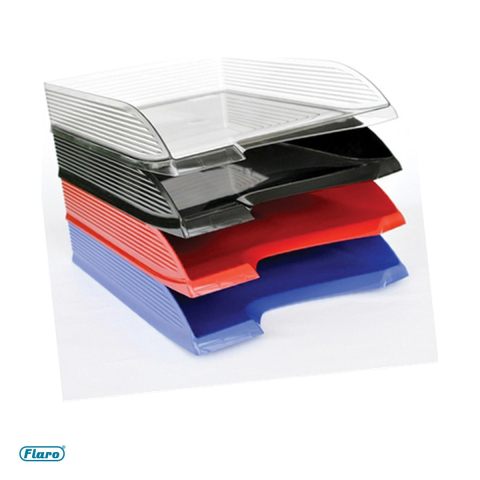 Organizatoare si suporturi de birou - Tavita documente Flaro Economic, din plastic, A4, 345x245x65 mm, rosu