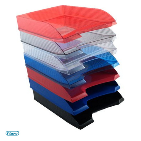 Birotica papetarie - Tavita documente Flaro Economic, din plastic, A4, 345x245x65 mm, transparent