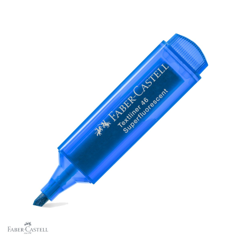 Markere - Textmarker albastru Faber-Castell 1546, superfluorescent, varf tesit, cerneala pe baza de apa, pentru birou si studiu