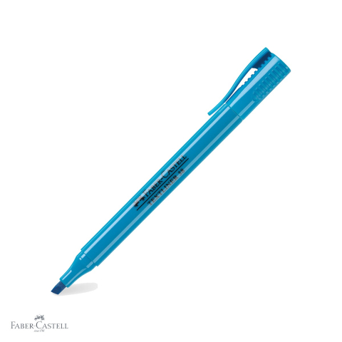 Markere - Textmarker albastru Faber-Castell 38, varf tesit, 2 grosimi de scriere, ideal pentru evidentiat texte