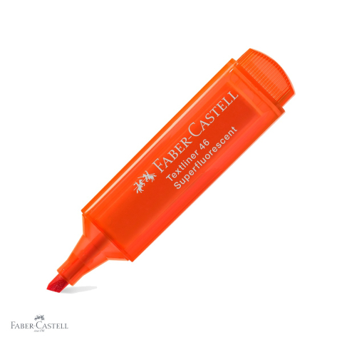 Markere - Textmarker portocaliu Faber-Castell 1546, varf tesit superfluorescent, cerneala pe baza de apa, pentru birou si studiu